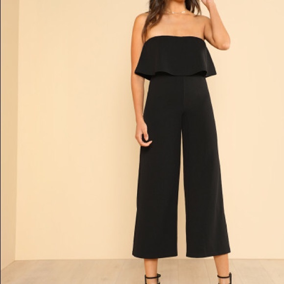 Other - Flounce Tube Wide Leg  Black Jumpsuit in Medium